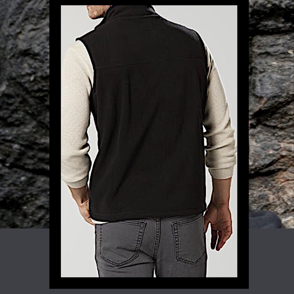 Black Fleece Pocket Zipper Basic Editions Vest - Picture 4 of 5